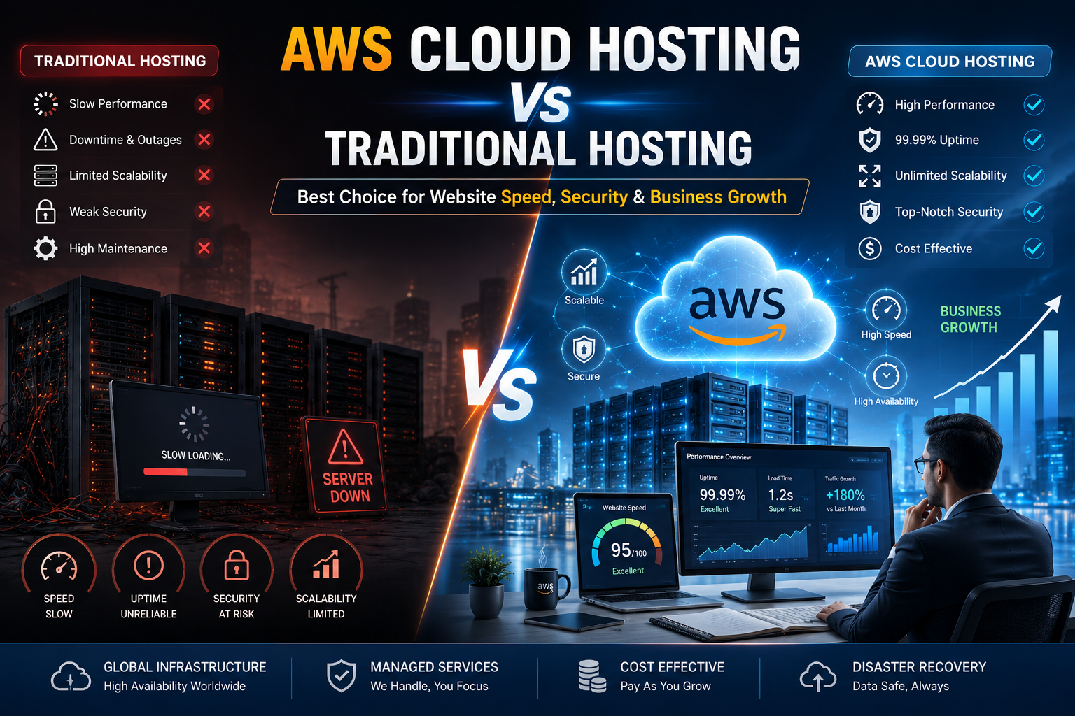 AWS Cloud Hosting vs Traditional Hosting for Business Growth